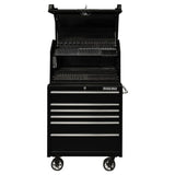 Extreme Tools PWS Series 36in Portable Workstation & 6-Drawer Roller Cabinet Combo, Textured Black/Chrome