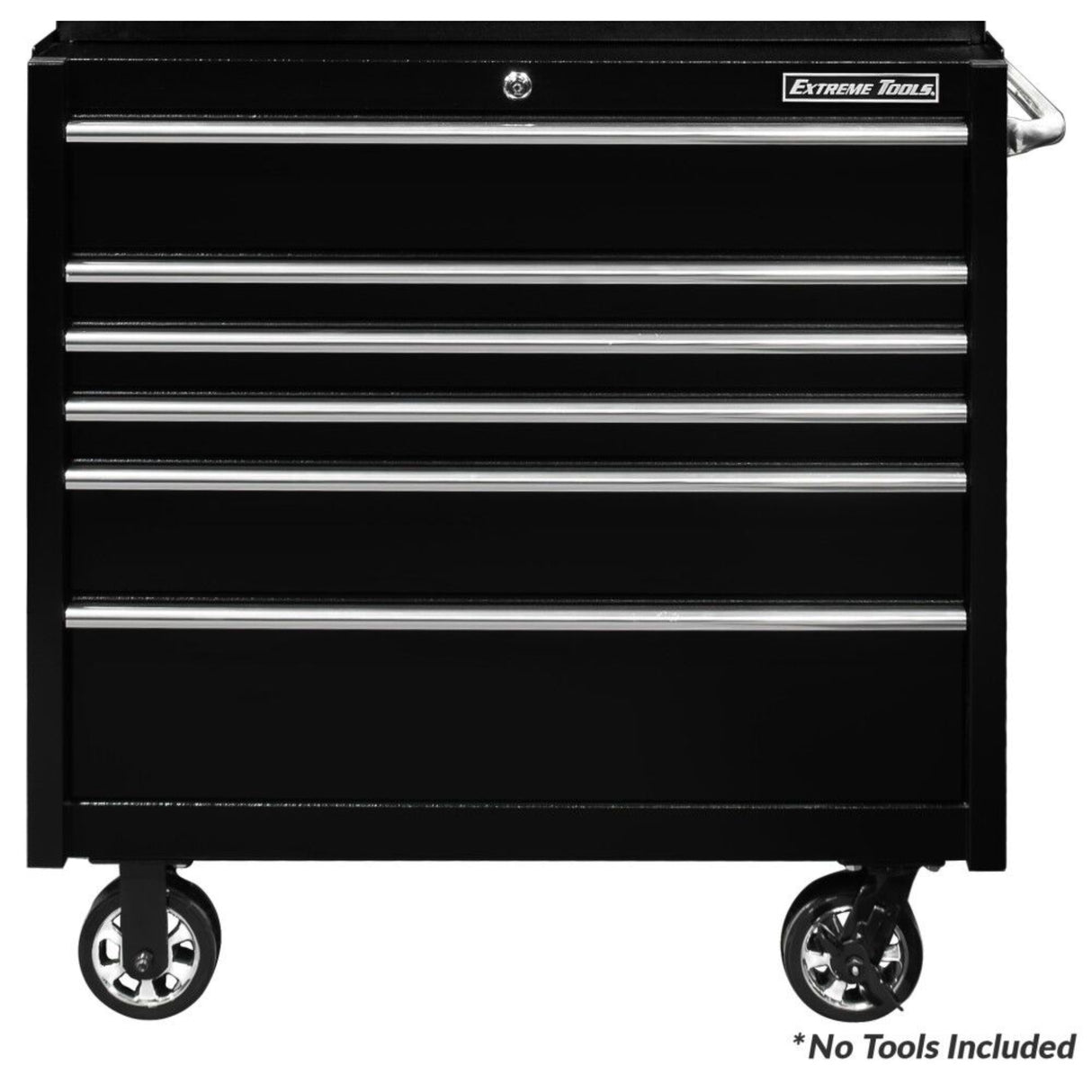 Extreme Tools PWS Series 41in W x 25in D 6-Drawer Roller Cabinet, Textured Black/Chrome