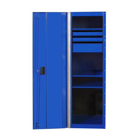 Extreme Tools RX Series 24in W x 30in D 3-Drawer/3-Shelf Side Locker, Blue/Black