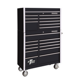Extreme Tools RX Series 41in W x 25in D 8-Drawer Top Chest & 11-Drawer Roller Cabinet Combo, Black/Chrome