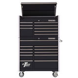 Extreme Tools RX Series 41in W x 25in D 8-Drawer Top Chest & 11-Drawer Roller Cabinet Combo, Black/Chrome