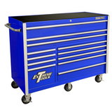 Extreme Tools RX Series 55in W x 25in D 12-Drawer Roller Cabinet, Blue/Chrome