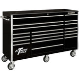 Extreme Tools RX Series 72in W x 25in D 19-Drawer Triple Bank Roller Cabinet, Black/Chrome