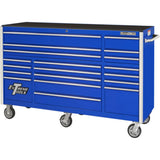Extreme Tools RX Series 72in W x 25in D 19-Drawer Triple Bank Roller Cabinet, Blue/Chrome