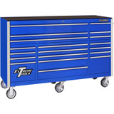 Extreme Tools RX Series 72in W x 25in D 19-Drawer Triple Bank Roller Cabinet, Blue/Chrome
