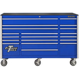Extreme Tools RX Series 72in W x 25in D 19-Drawer Triple Bank Roller Cabinet, Blue/Chrome