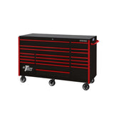 Extreme Tools RX Series 72in W x 25in D 19-Drawer Triple Bank Roller Cabinet, Black/Red