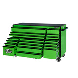 Extreme Tools RX Series 72in W x 25in D 19-Drawer Triple Bank Roller Cabinet, Green/Black
