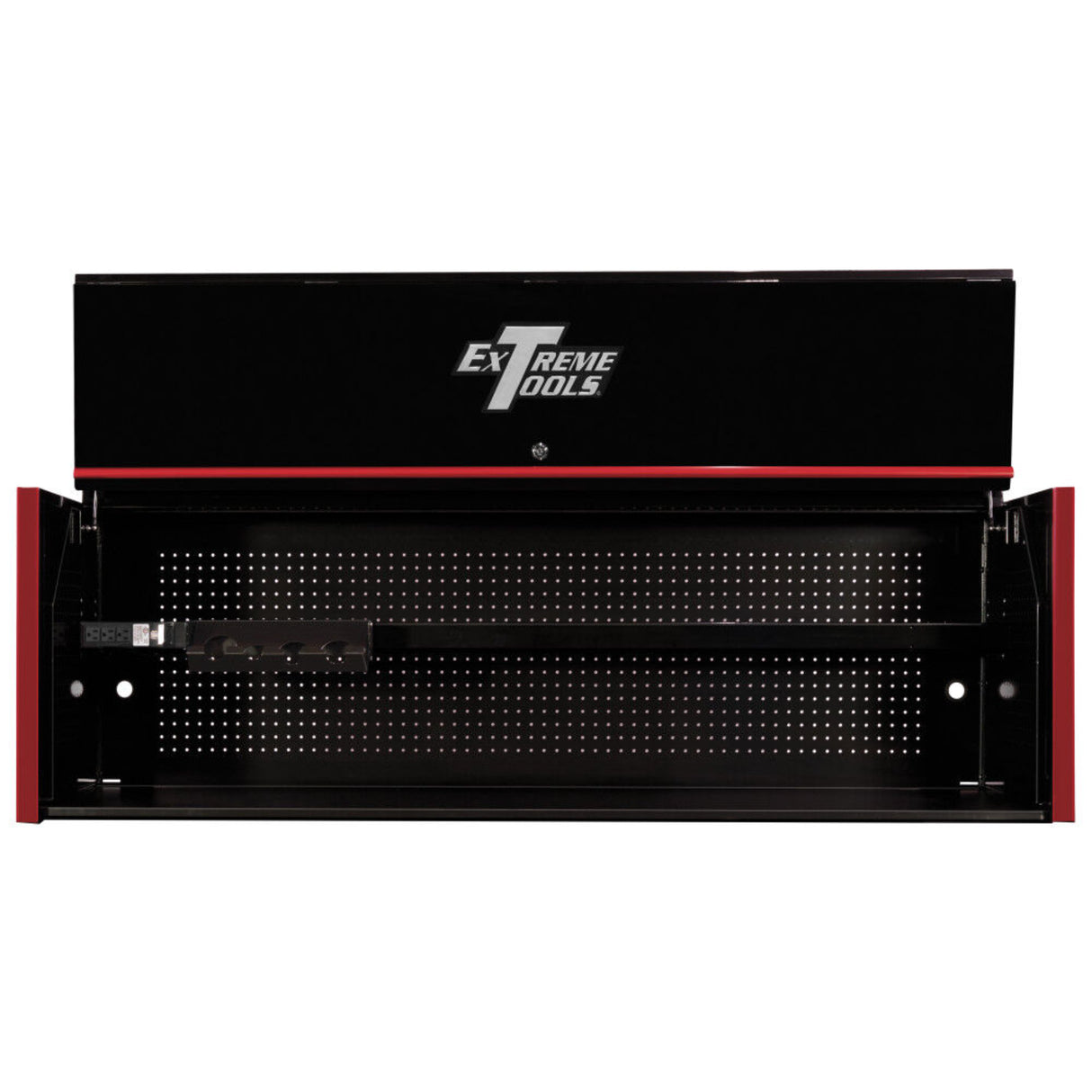 Extreme Tools RX Series 72in W x 25in D Extreme Power Workstation Hutch, Black/Red