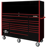 Extreme Tools RX Series 72in W x 25in D Pro Hutch & 19-Drawer Roller Cabinet Combo, Black/Red