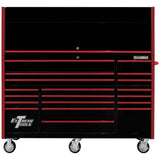 Extreme Tools RX Series 72in W x 25in D Pro Hutch & 19-Drawer Roller Cabinet Combo, Black/Red