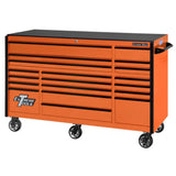 Extreme Tools RX Series 72in W x 30in D 19-Drawer Triple Bank Roller Cabinet, Orange/Black