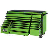 Extreme Tools RX Series 72in W x 30in D 19-Drawer Triple Bank Roller Cabinet, Green/Black