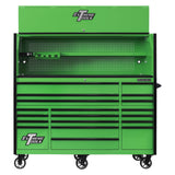 Extreme Tools RX Series 72in W x 30in D Pro Hutch & 19-Drawer Roller Cabinet Combo, Green/Black