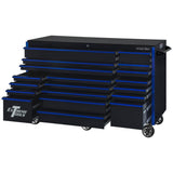 Extreme Tools RX Series 72in W x 30in D 19-Drawer Roller Cabinet, Black/Blue