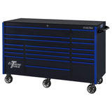 Extreme Tools RX Series 72in W x 30in D 19-Drawer Roller Cabinet, Black/Blue