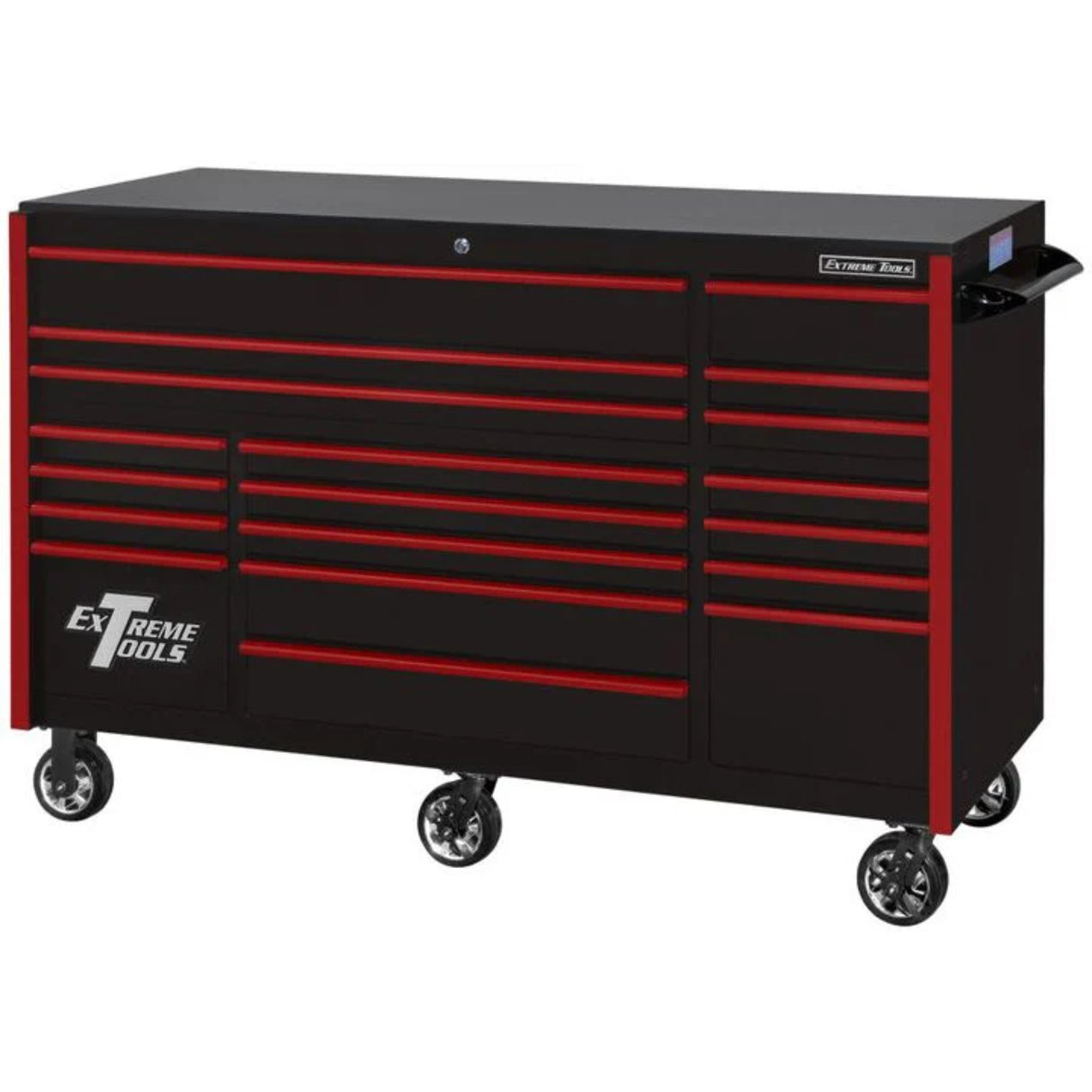 Extreme Tools RX Series 72in W x 30in D 19-Drawer Roller Cabinet, Black/Red