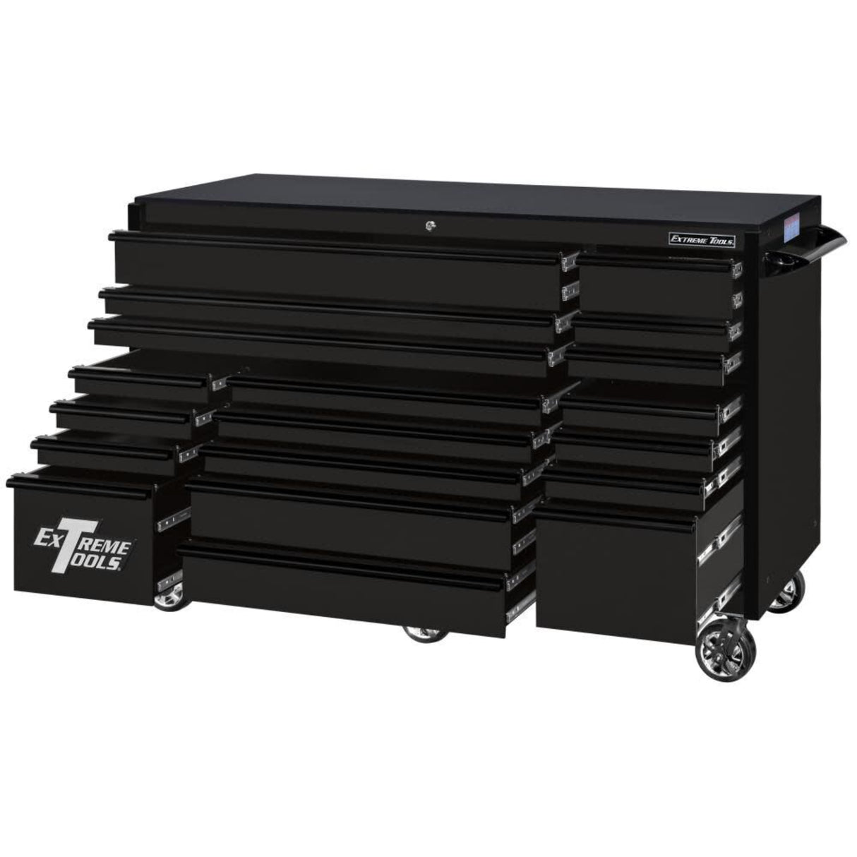 Extreme Tools RX Series 72in W x 30in D 19-Drawer Roller Cabinet, Matte Black