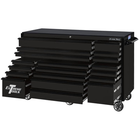 Extreme Tools RX Series 72in W x 30in D 19-Drawer Roller Cabinet, Matte Black