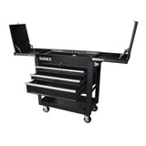 SUNEX 3-Drawer Slide Top Utility Cart with Power Strip, Black, 500 lb Capacity