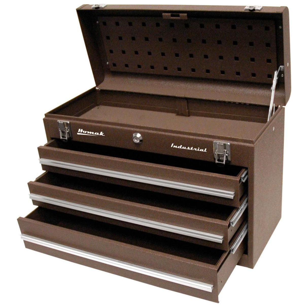Homak 32" Industrial Steel Toolbox — 21-Gauge, Steel Tray, Padlockable Triple-Clasp Lid