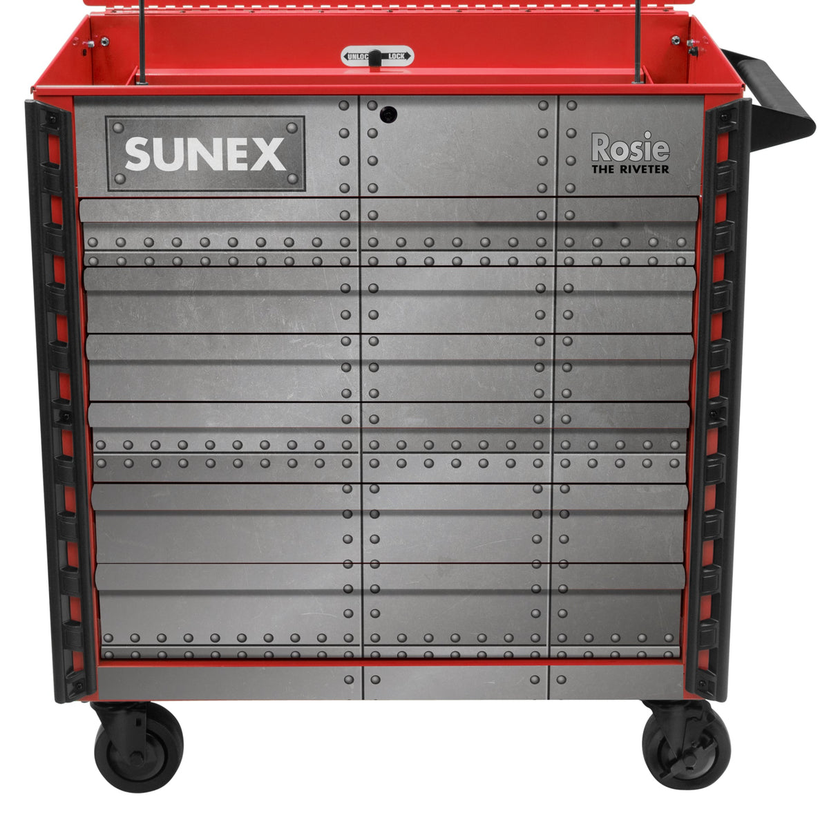 SUNEX Rosie the Riveter 39" 6-Drawer Premium Service Cart, 600 lb Capacity
