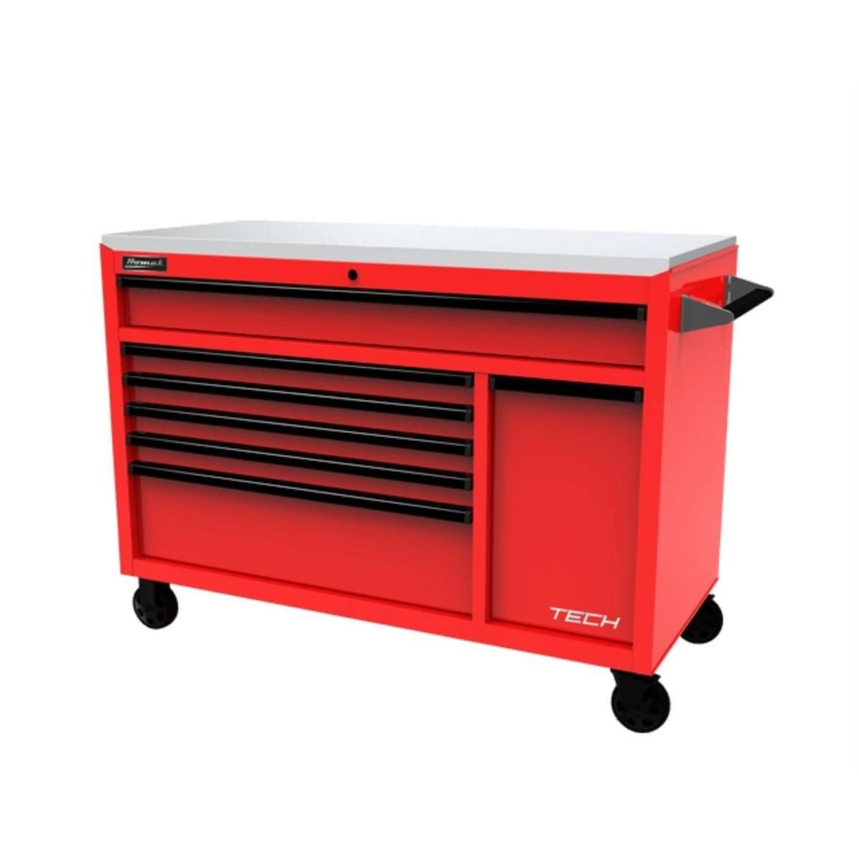 Homak 54" TECH 7-Drawer Rolling Workstation — Power Tool Drawer, Stainless Top, 520 lb Casters