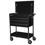 Homak 34" Professional 3-Drawer Flip-Top Service Cart — Locking Lid Hinges, Bottom Shelf