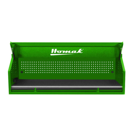 Homak 72" RS Pro Top Hutch — Stainless Work Surface, 4 Outlets + 2 USB, Toolboard Back Wall