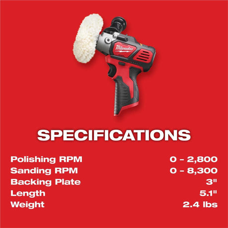 Milwaukee M12 12V Variable Speed Polisher/Sander XC/Compact Battery Kit