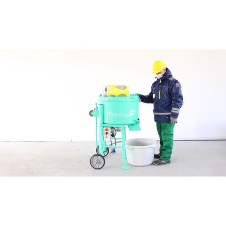 IMER Mix 120 Plus 120V 4 Cu-Ft Portable Vertical Shaft Paddle Mixer with Open Grate