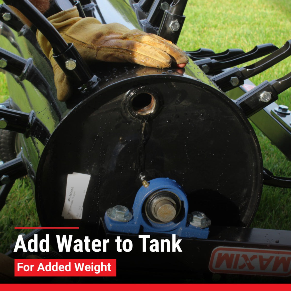 Maxim 36 in. Tow-Behind Plug Aerator, Water-Fillable Drum