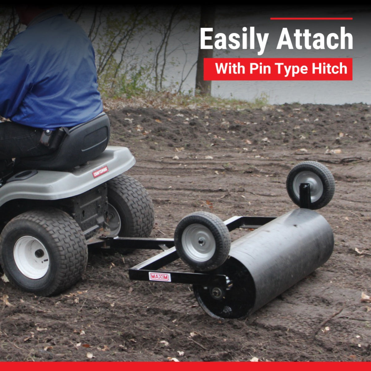 Maxim 36 in. Tow-Behind Lawn Roller, Pin Hitch, Water-Fillable Drum
