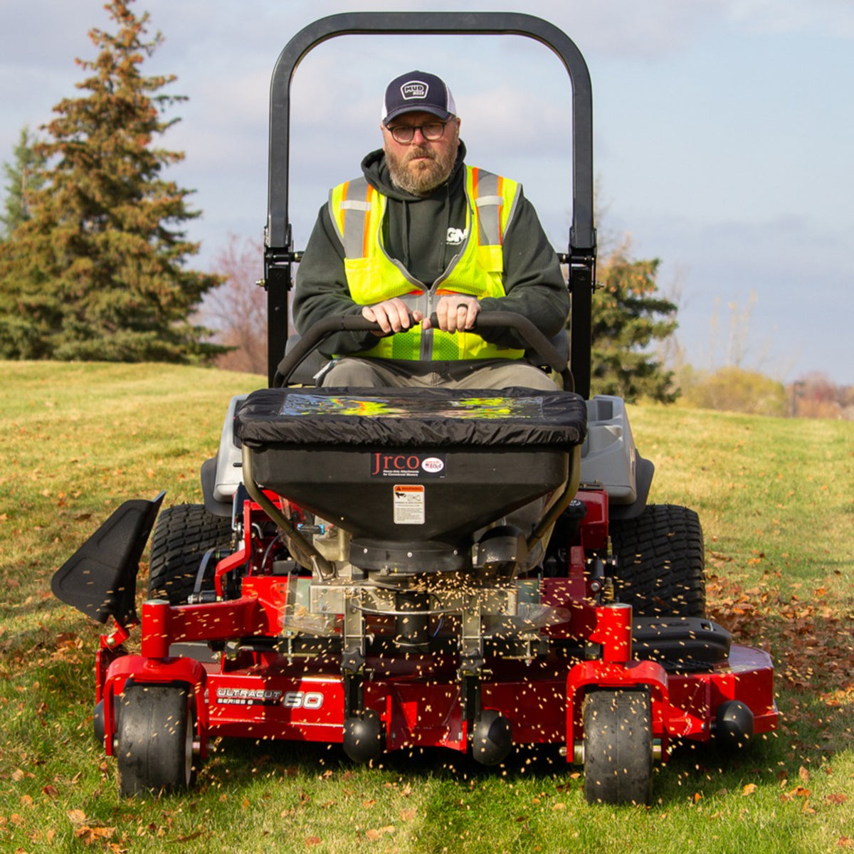 JRCO Broadcast Spreader — Front-Mount, Foot Control, Brushless Motor
