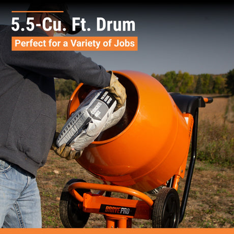 BravePro MIXZR Direct Drive Cement Mixer — 5.5 Cu. Ft. Steel Drum, GPE211005