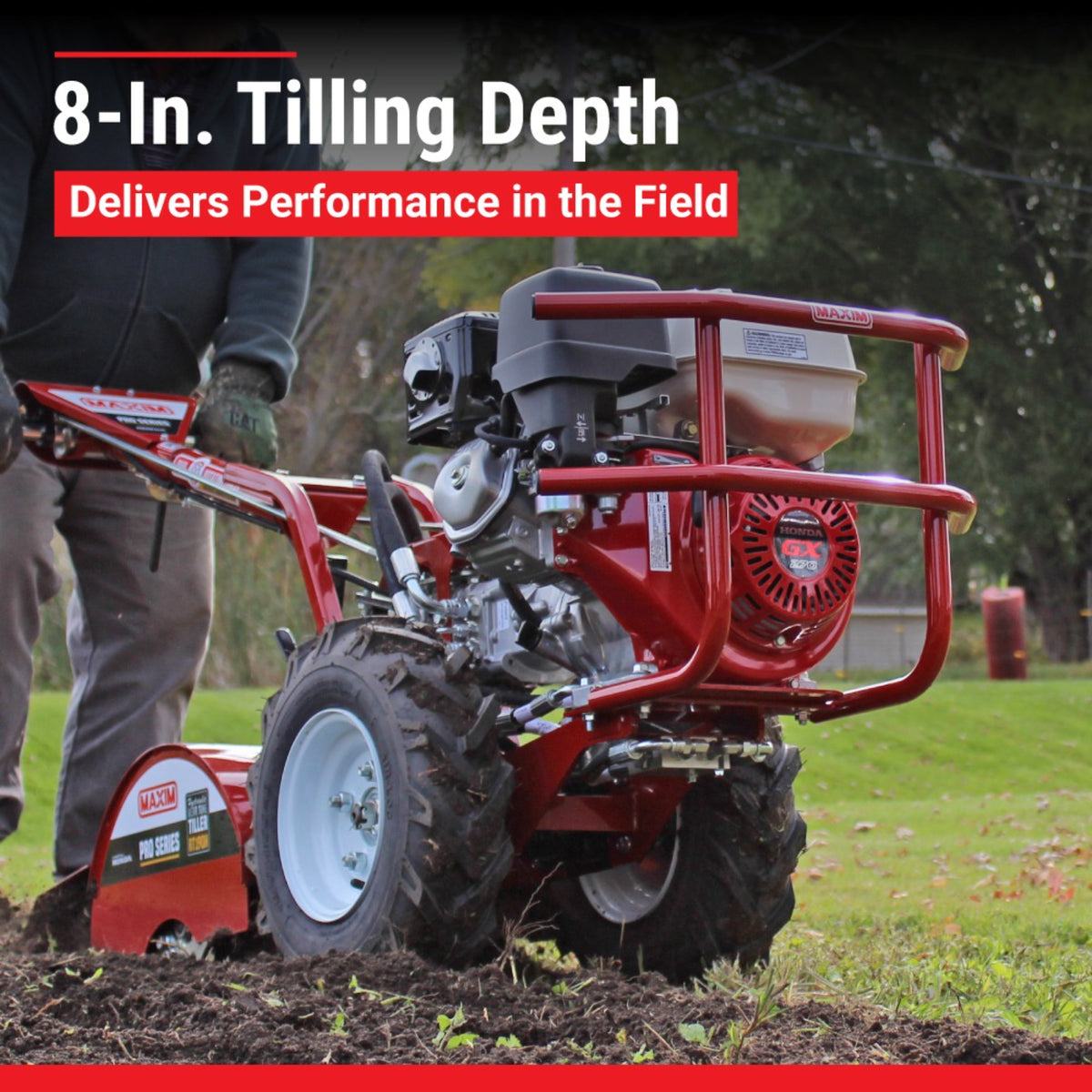 Maxim RT190H Rear Tine Hydraulic Tiller – Honda GX270, 18 in.