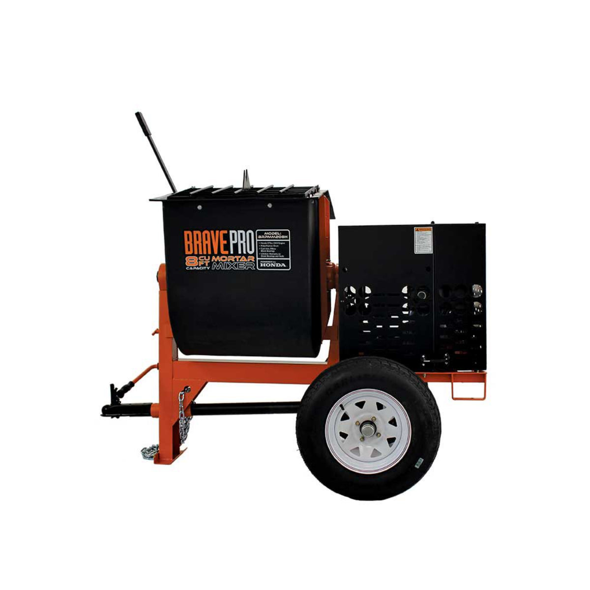 BravePro Mortar Mixer — 8 Cu. Ft. Poly Drum, Honda GX240