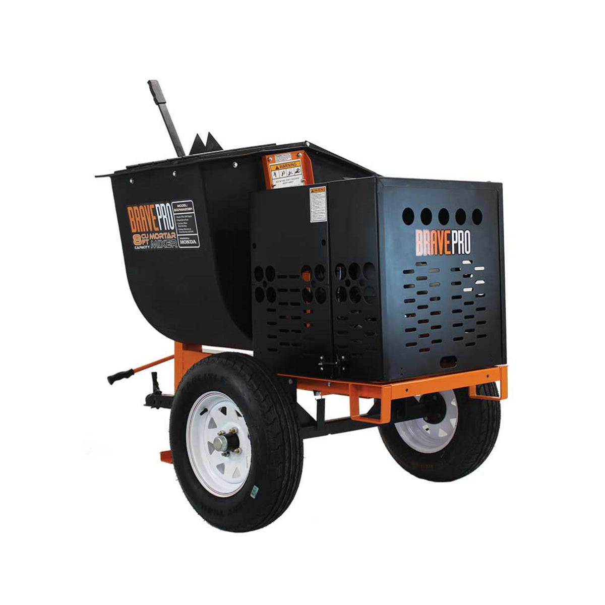BravePro Mortar Mixer — 8 Cu. Ft. Poly Drum, Honda GX240
