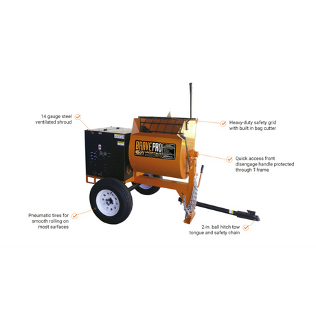 BravePro Mortar Mixer — 6 Cu. Ft. Steel Drum, Honda GX240