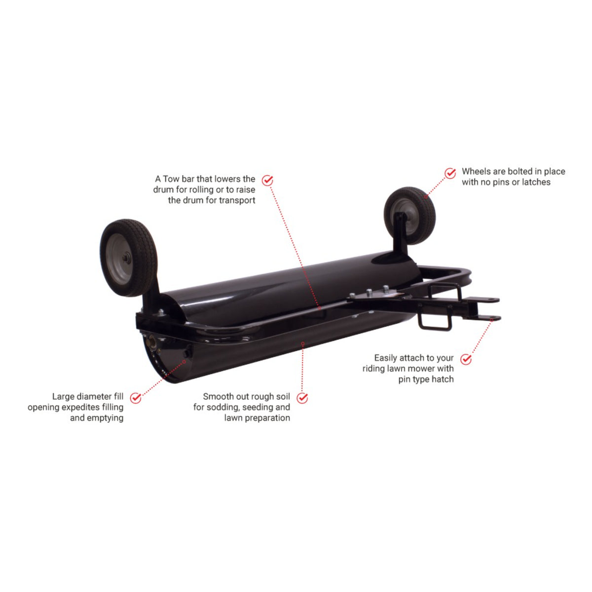 Maxim 48 in. Tow-Behind Lawn Roller, Pin Hitch, Water-Fillable Drum