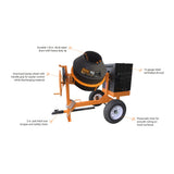 BravePro Concrete Mixer — 9 Cu. Ft. Poly Drum, Honda GX270