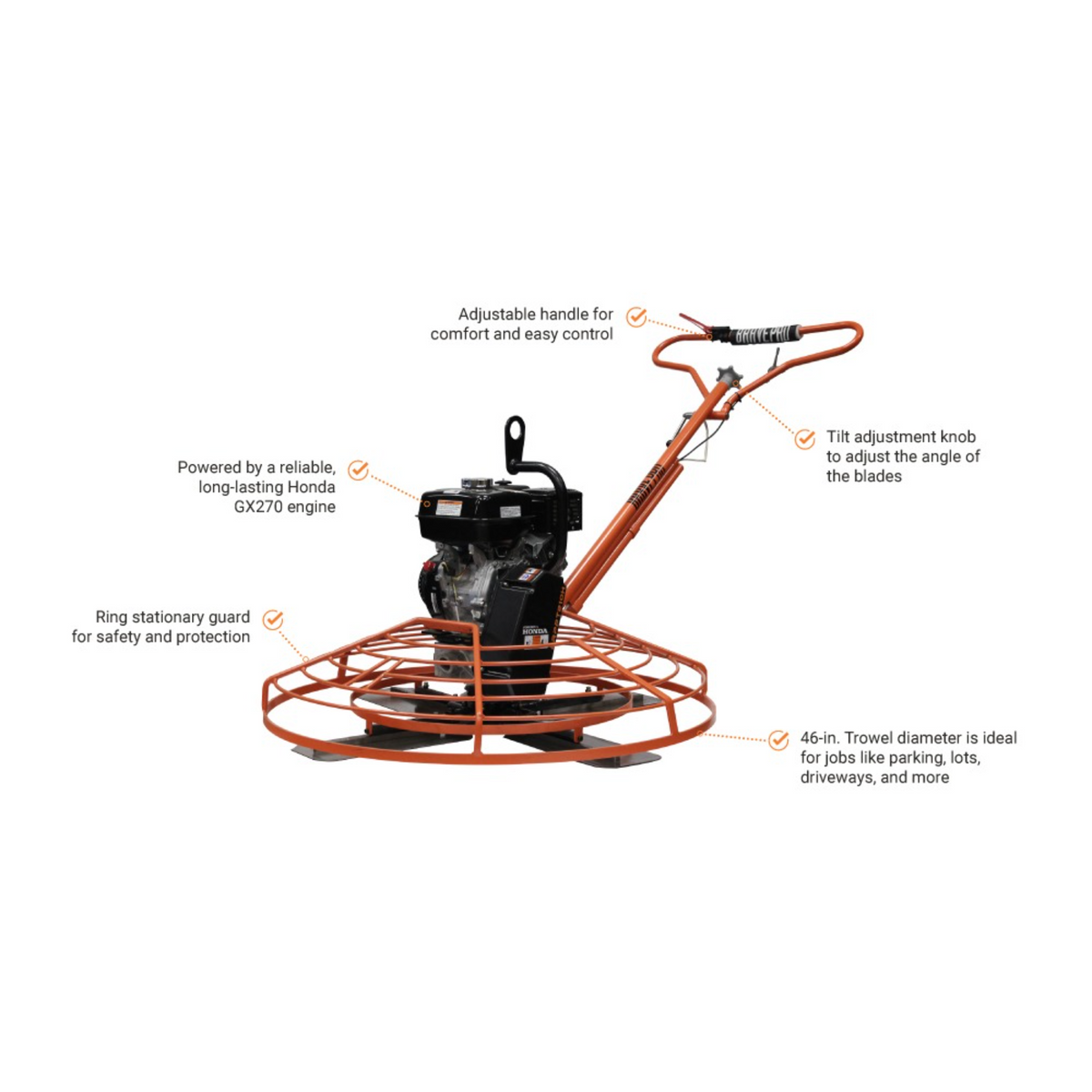 BravePro Power Trowel — 46 in., Honda GX270