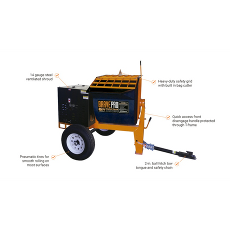 BravePro Mortar Mixer — 6 Cu. Ft. Poly Drum, Honda GX240