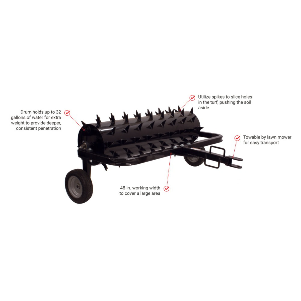 Maxim 48 in. Tow-Behind Spike Aerator, Water-Fillable Drum
