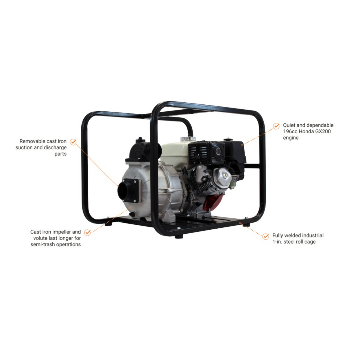 BravePro Trash Pump — 3 in. Commercial Grade, Honda GX200