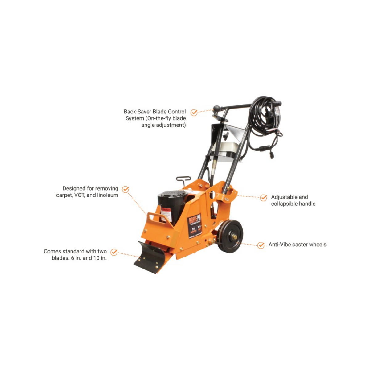 BravePro Heavy-Duty Electric Floor Stripper — 10 in. Max Blade Width