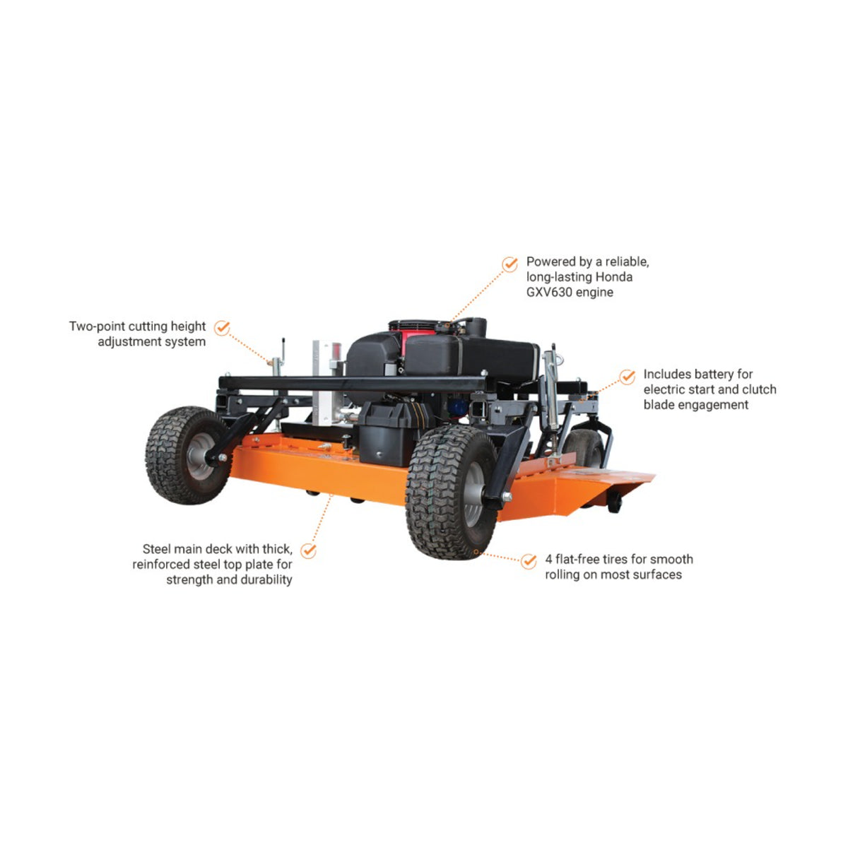 BravePro 60 in. Finish Cut Pull-Behind Mower — Honda GXV630 20 HP V-Twin
