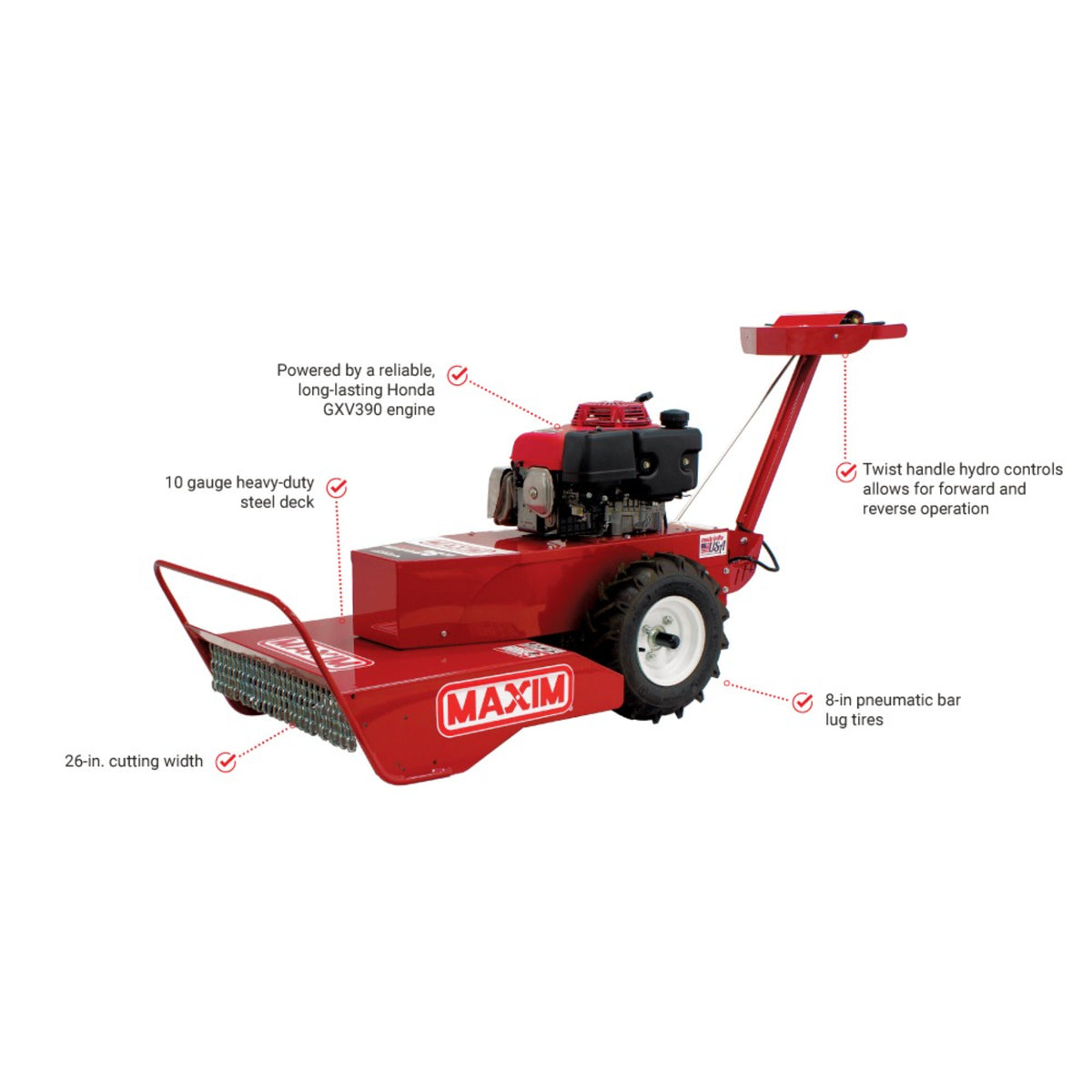 Maxim Brush Cutter, Honda GXV390, 26 in. Cut, Hydro Transaxle