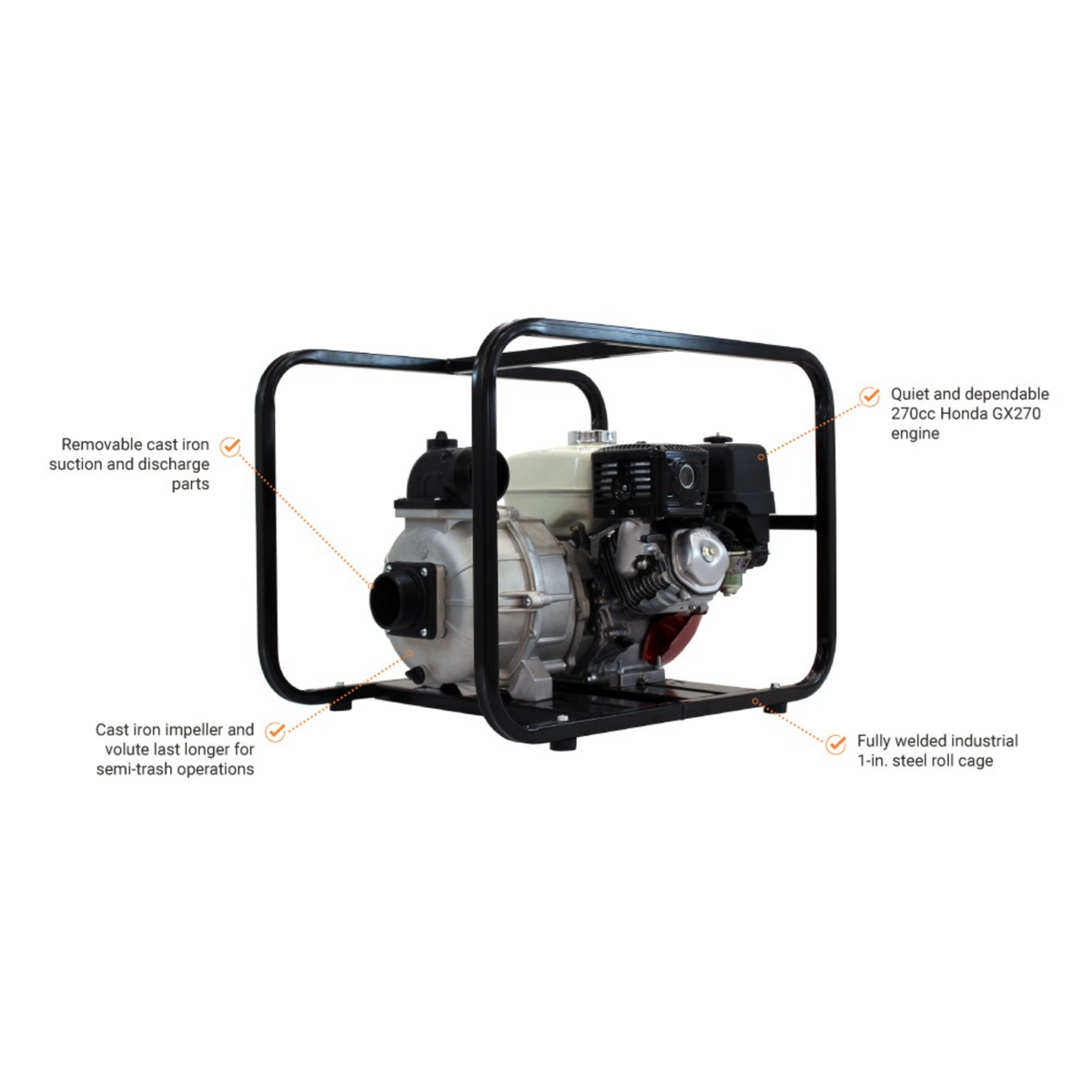 BravePro Trash Pump — 3 in. Commercial Grade, Honda GX270