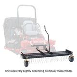 JRCO 60" Tine Rake Dethatcher — Heavy-Duty Wheels, Mount Bar Included, Fits John Deere 737/757